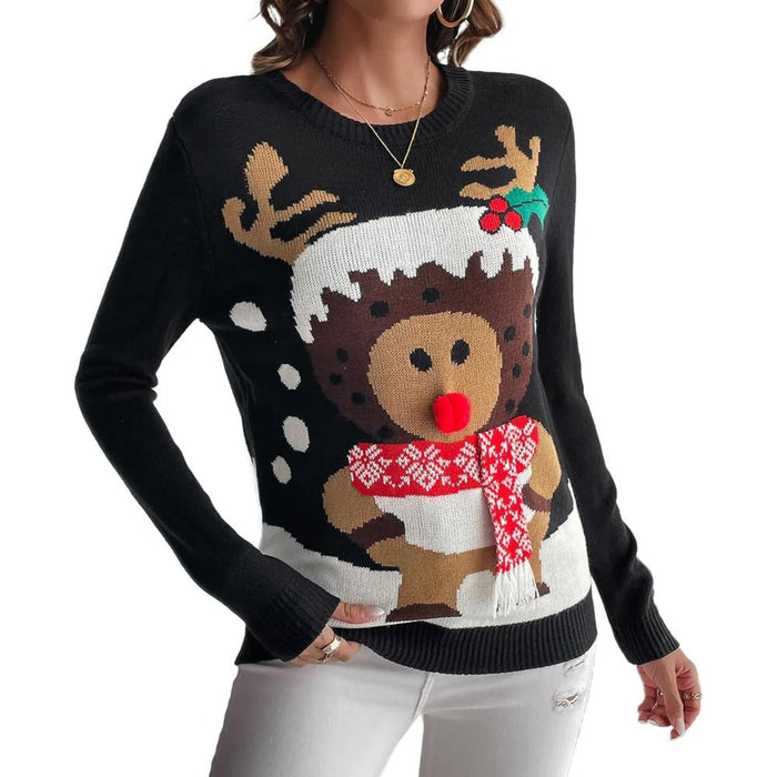 Whimsical Holiday Print Christmas Sweater