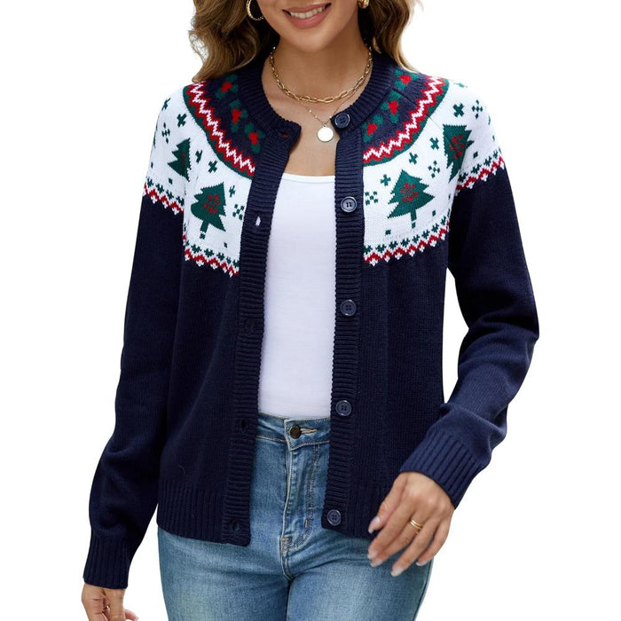 Christmas Holiday Cardigan With Button Closure