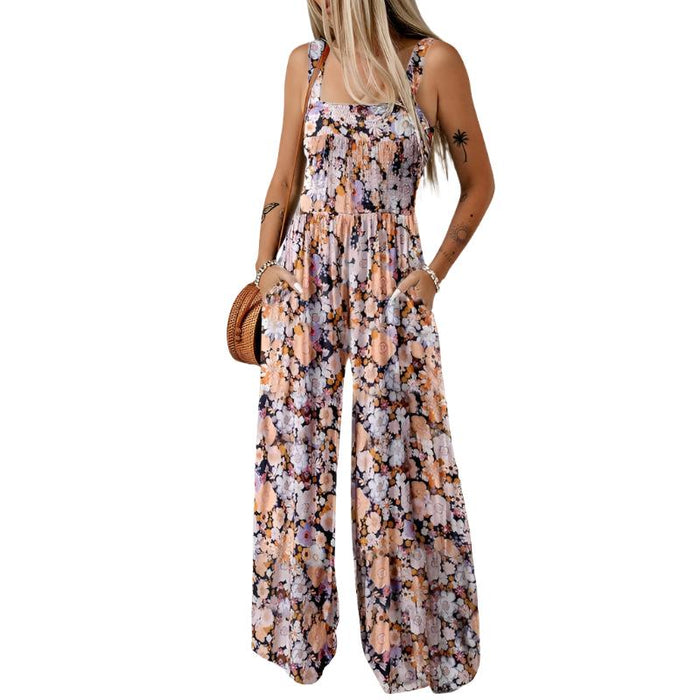 Sleeveless Floral Jumpsuit With Pockets