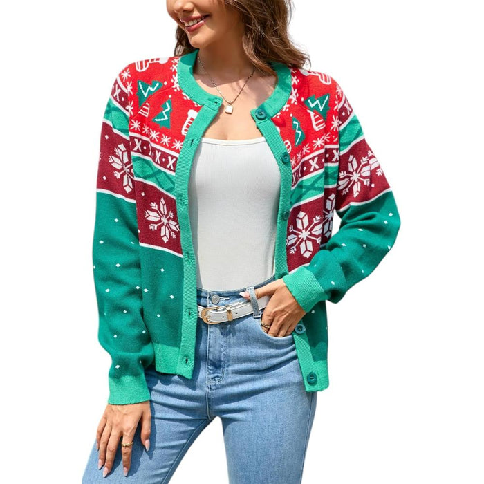 Holiday Cardigan Sweater With Button Closure