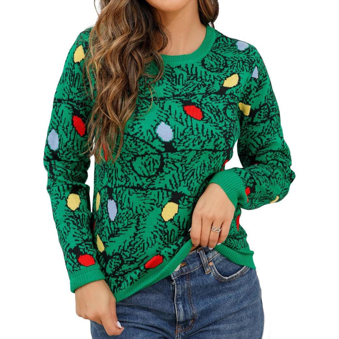 Whimsical Holiday Print Christmas Sweater