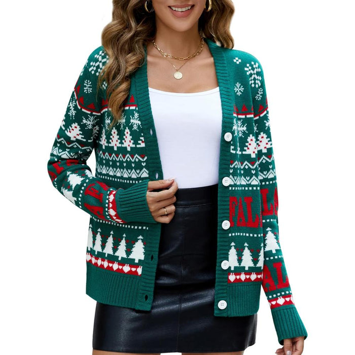 Holiday Cardigan Sweater With Button Closure