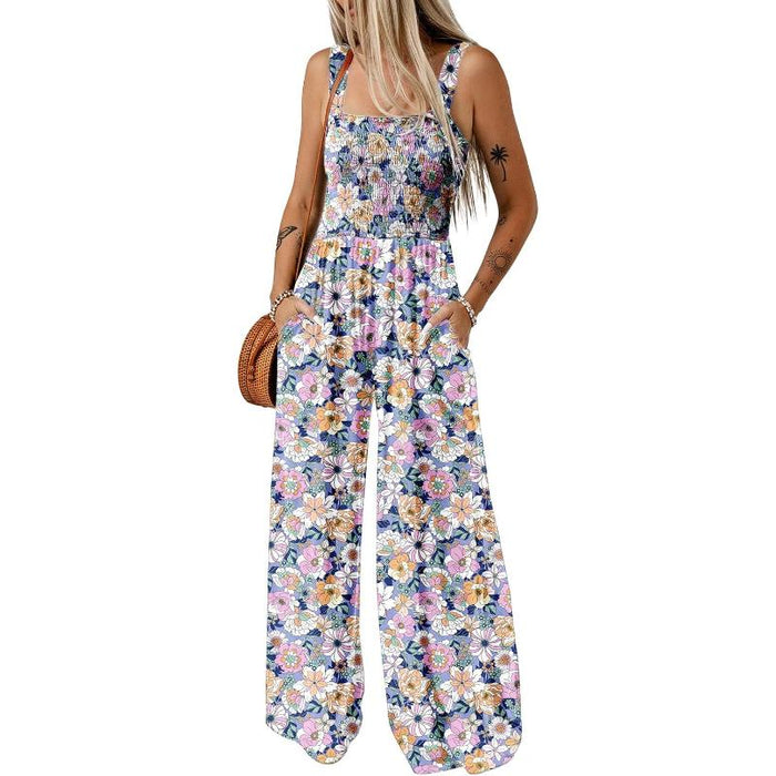 Sleeveless Floral Jumpsuit With Pockets