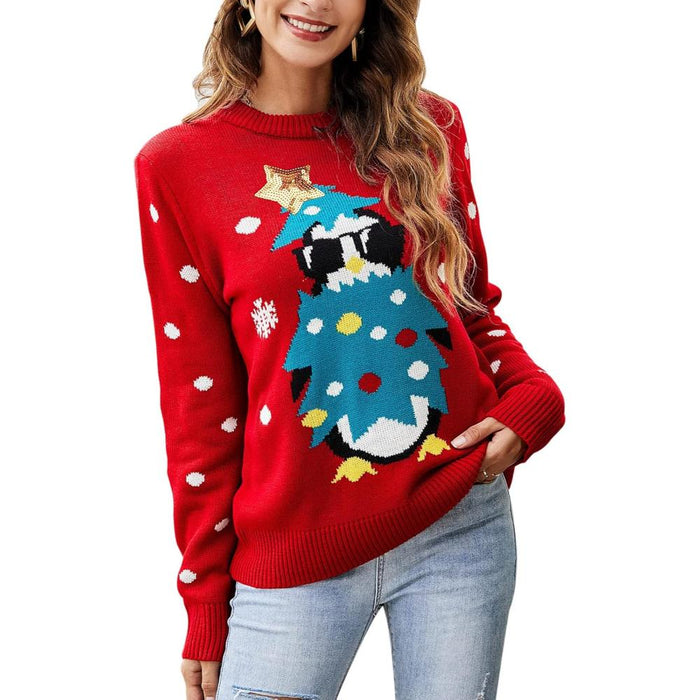 Whimsical Holiday Print Christmas Sweater