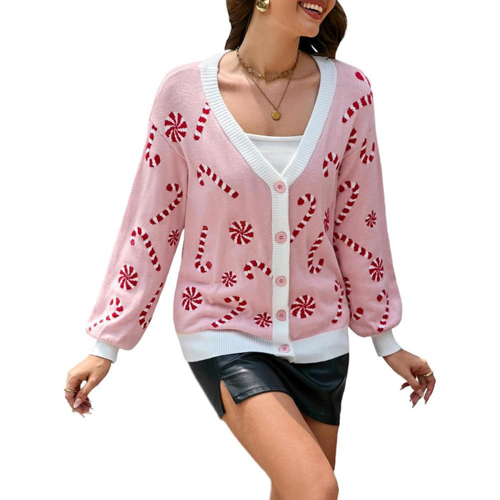 Holiday Cardigan Sweater With Button Closure