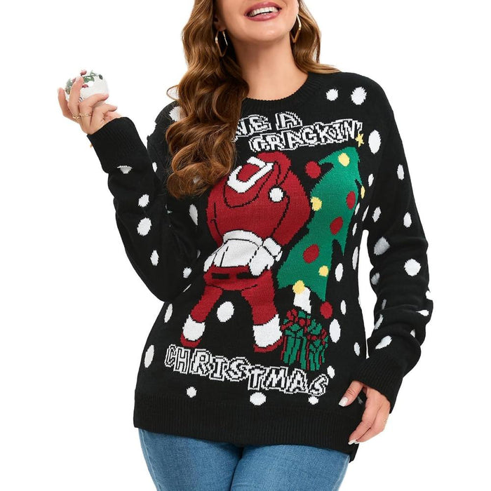 Whimsical Holiday Print Christmas Sweater