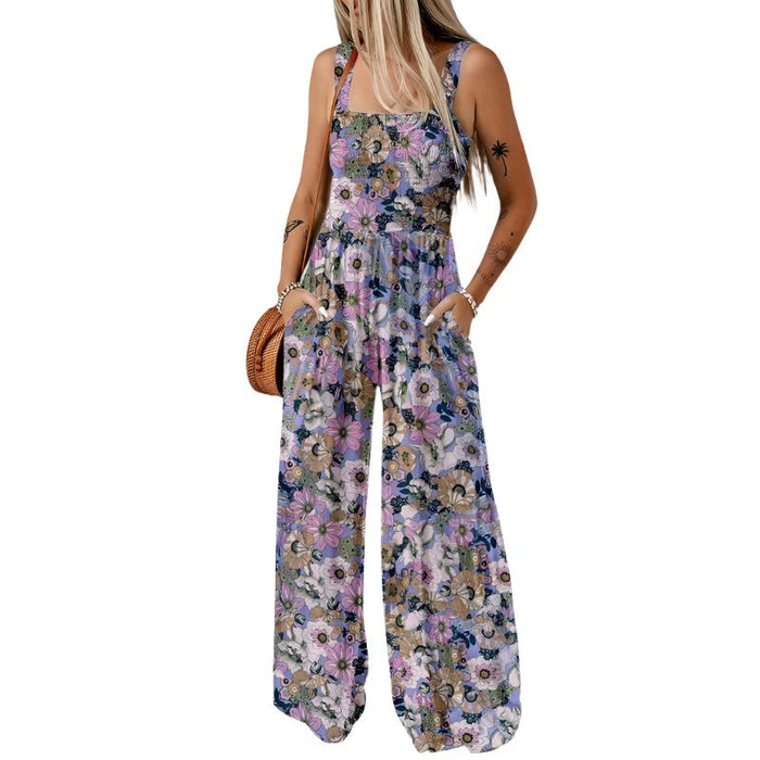 Sleeveless Floral Jumpsuit With Pockets