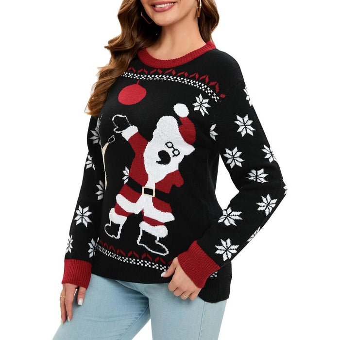 Whimsical Holiday Print Christmas Sweater