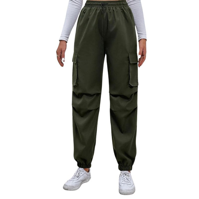 Drawstring Waistband Cargo Pants With Pocket