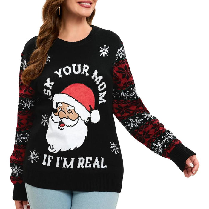 Whimsical Holiday Print Christmas Sweater