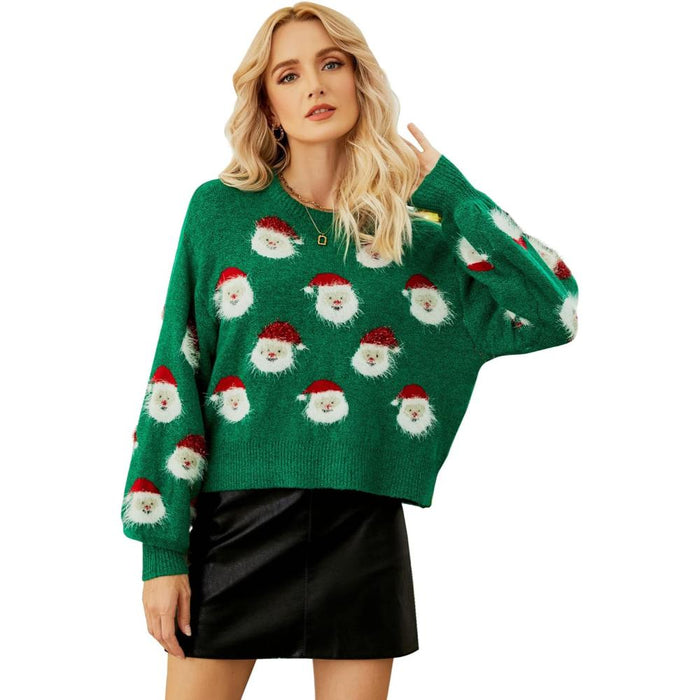 Santa Themed Knit Sweater for Christmas Celebrations