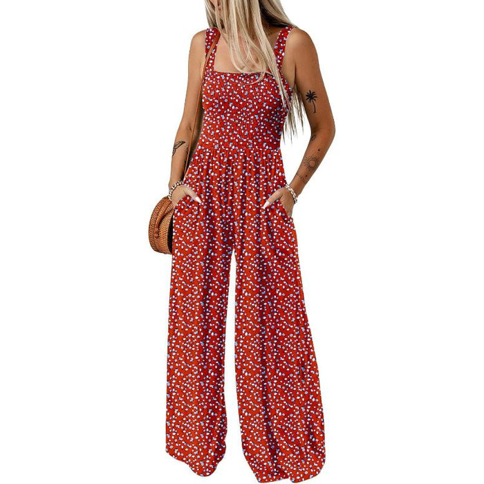 Sleeveless Floral Jumpsuit With Pockets