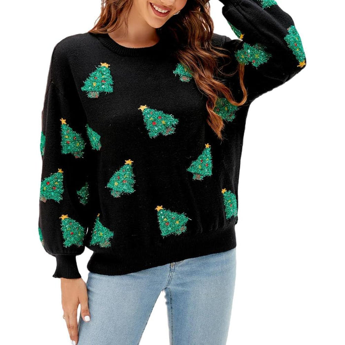 Festive Knitted Sweater With Christmas Holiday Theme