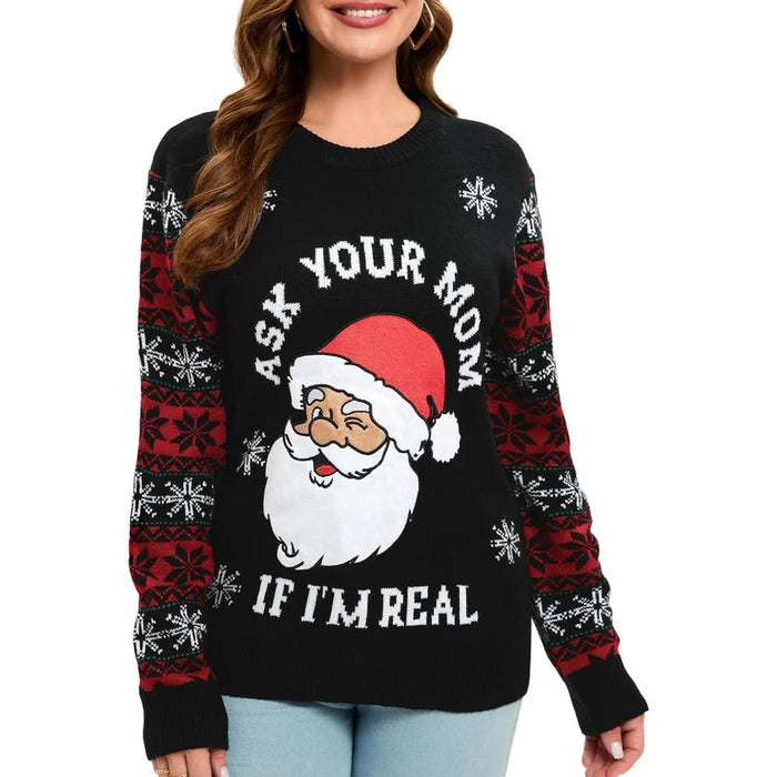 Whimsical Holiday Print Christmas Sweater