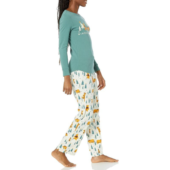 Flannel Pajama Two Piece Set With T Shirt