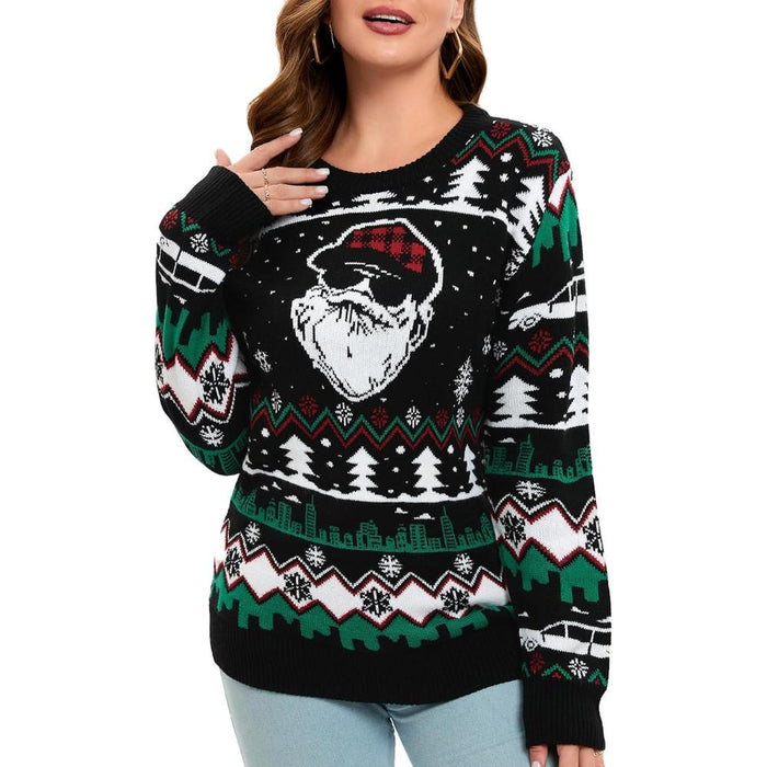 Whimsical Holiday Print Christmas Sweater