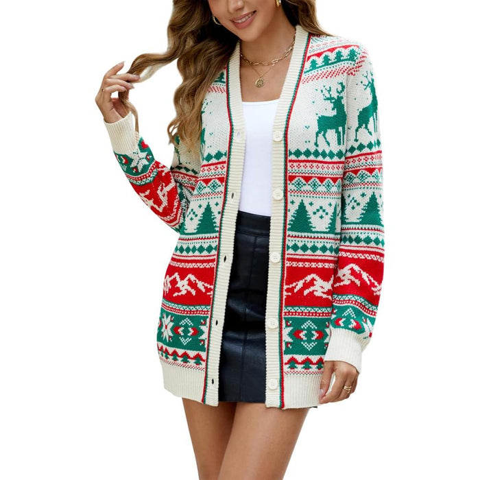 Christmas Holiday Cardigan With Button Closure