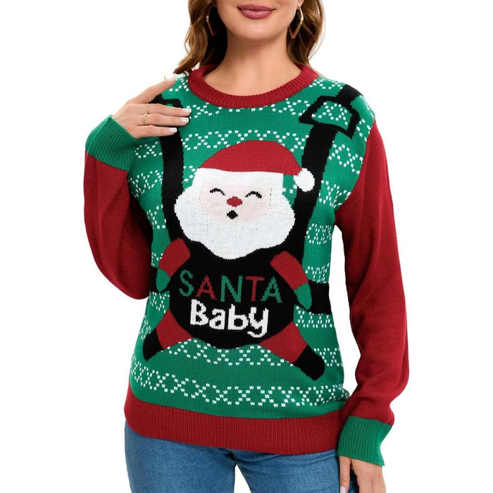 Whimsical Holiday Print Christmas Sweater