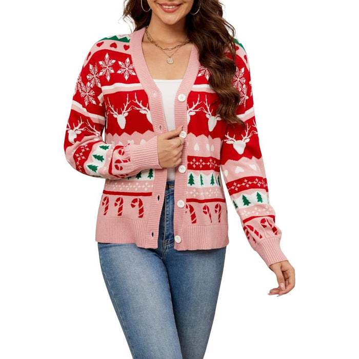 Holiday Cardigan Sweater With Button Closure