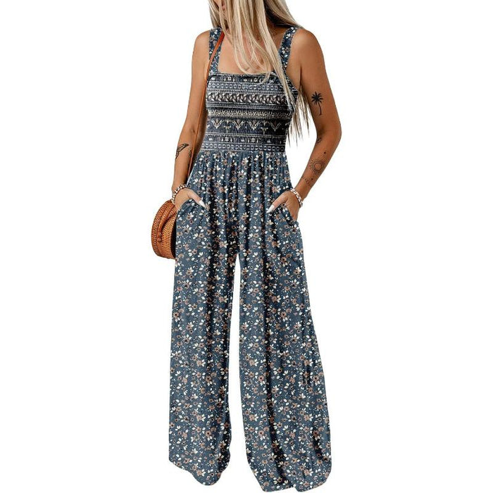 Sleeveless Floral Jumpsuit With Pockets