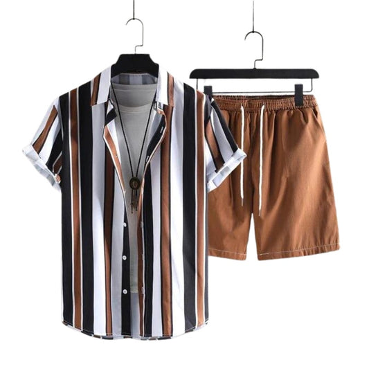 Striped Shirt And Drawstring Shorts