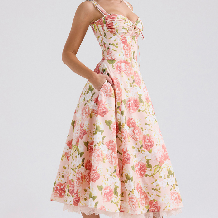 Peony Floral Printed Design Sundress