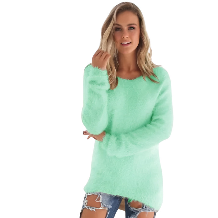 Long Sleeve Fuzzy Pullover Sweater