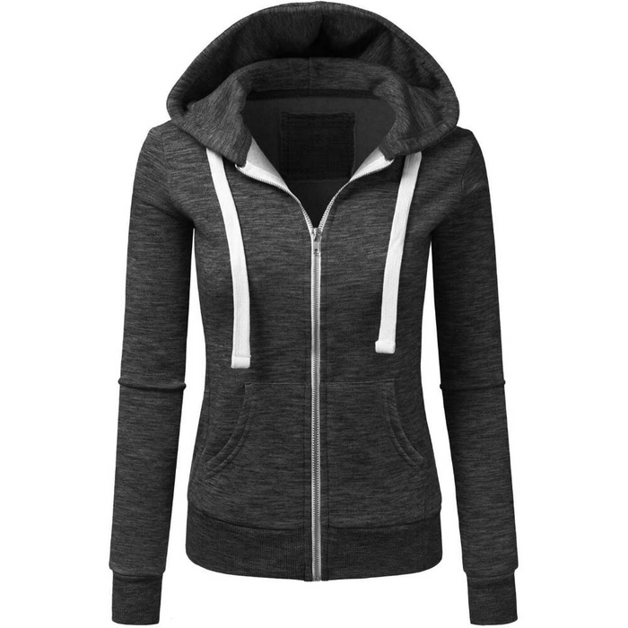 Zip Up Hooded Jacket With Drawstrings