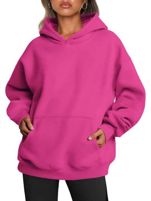 Plain Long Sleeve Fleece Hoodie For Woman