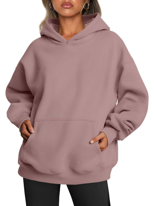 Plain Long Sleeve Fleece Hoodie For Woman