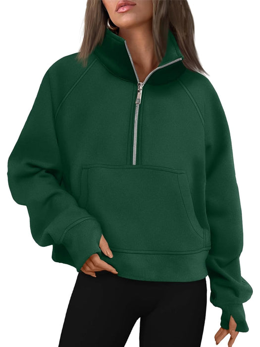 Half Zip Cropped Pullover Top