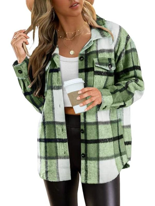 Women Checkered Pattern Jacket With Long Sleeves