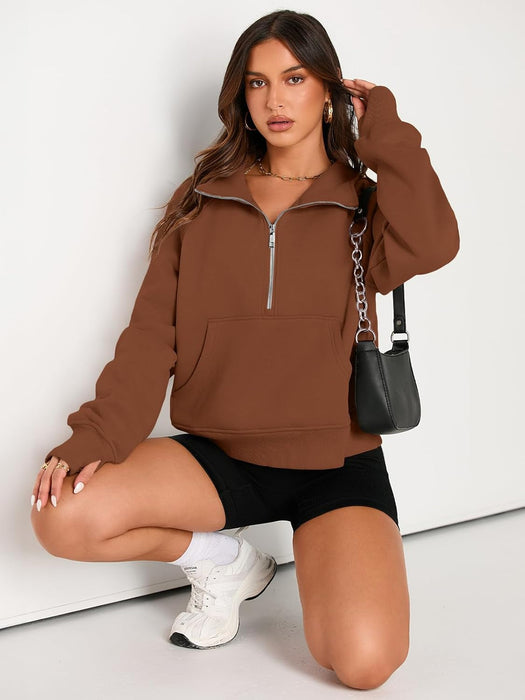 Half Zip Cropped Pullover Top