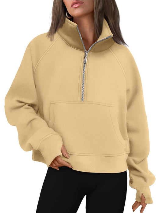 Half Zip Cropped Pullover Top