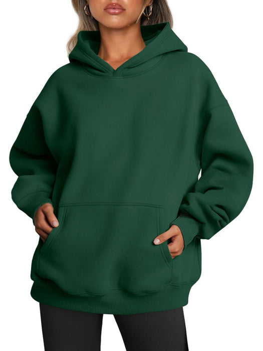 Plain Long Sleeve Fleece Hoodie For Woman