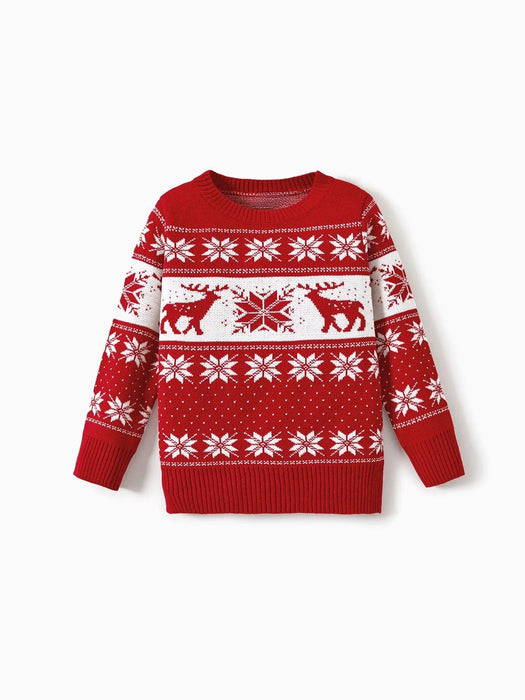 Reindeer And Snowflake Print Family Matching Sweaters