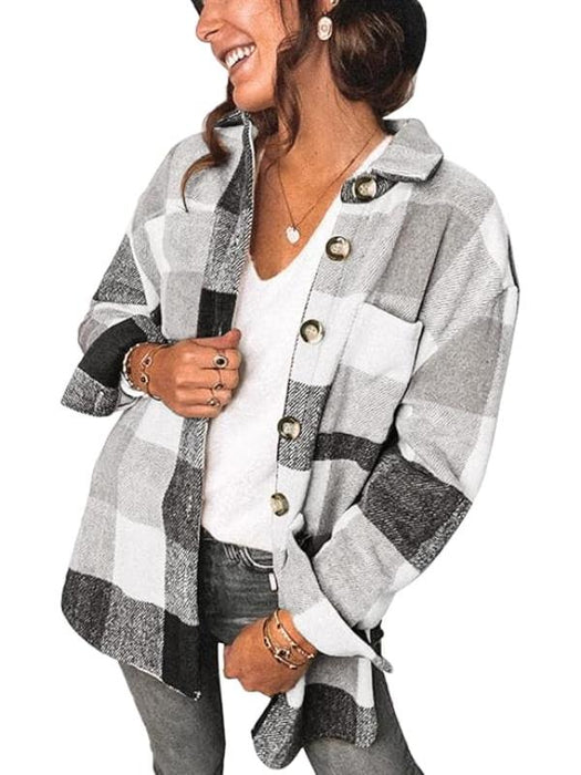 Women Checkered Pattern Jacket With Long Sleeves