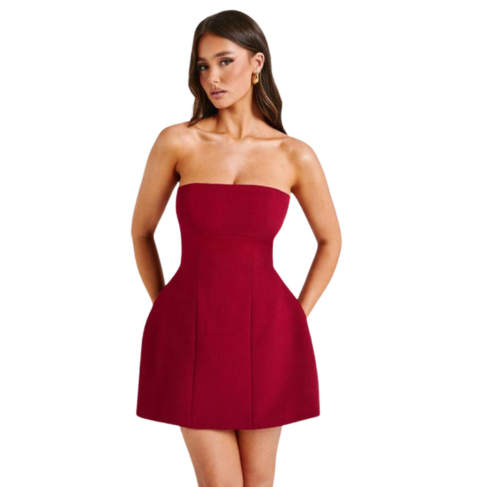 Strapless Mini Dress With Bubble Shape Skirt