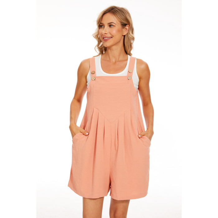 Adjustable Wide Leg Pocket Short Overalls Romper