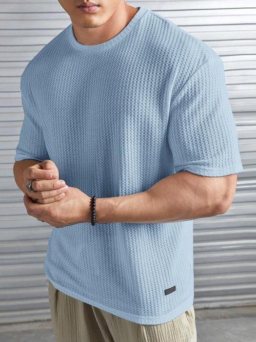 Patched Detail Waffle Knit Tee