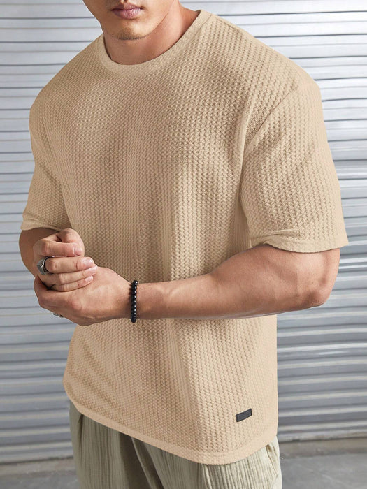 Patched Detail Waffle Knit Tee