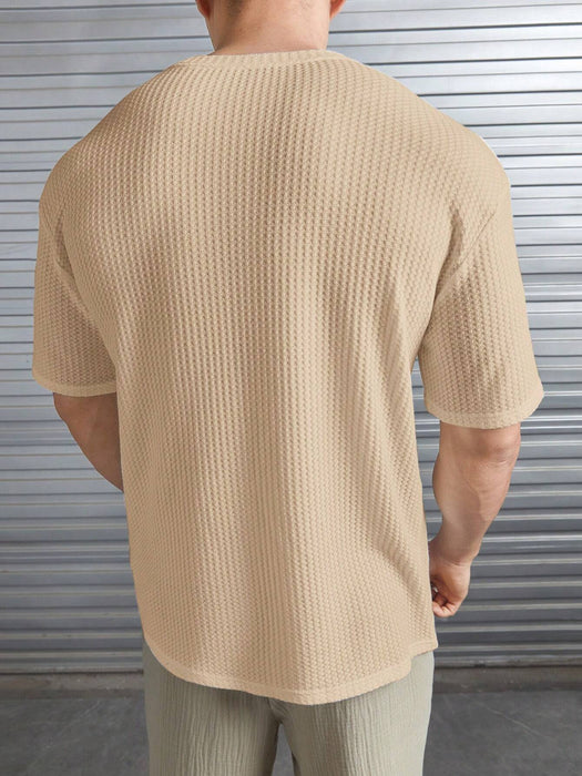 Patched Detail Waffle Knit Tee