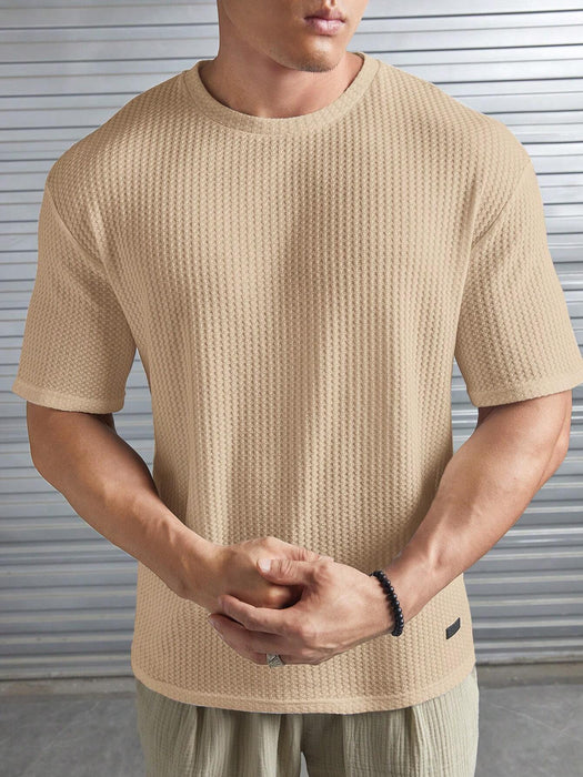 Patched Detail Waffle Knit Tee