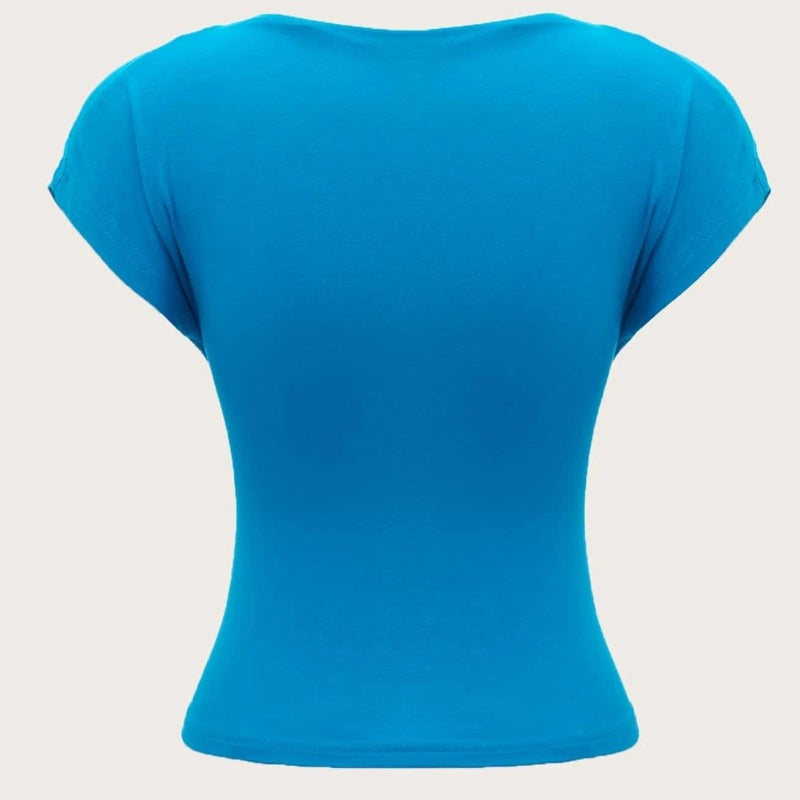 Backless Boat Neck Solid Tee