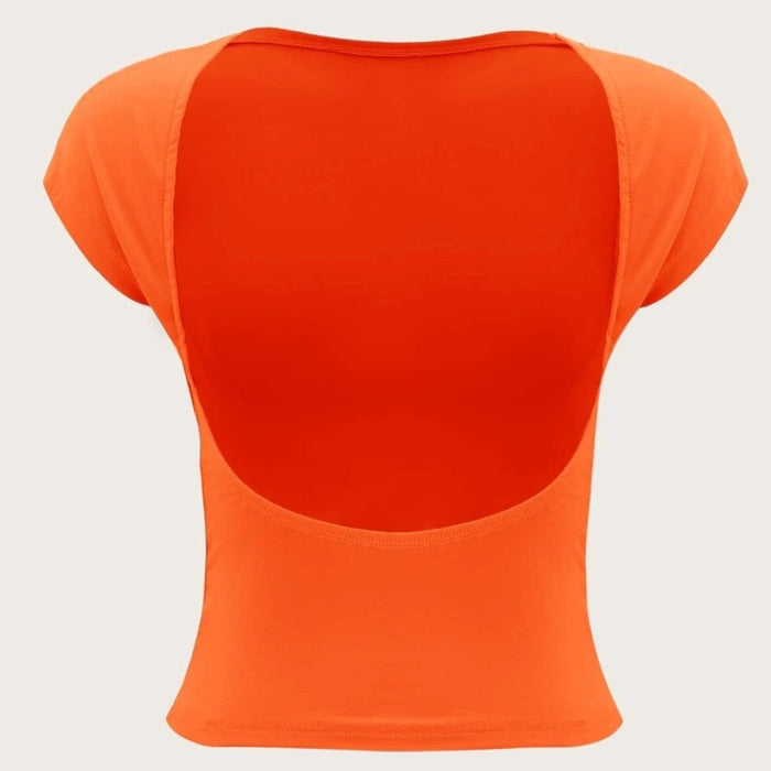 Backless Boat Neck Solid Tee