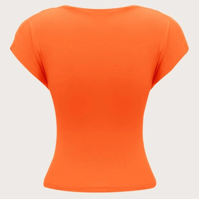 Backless Boat Neck Solid Tee