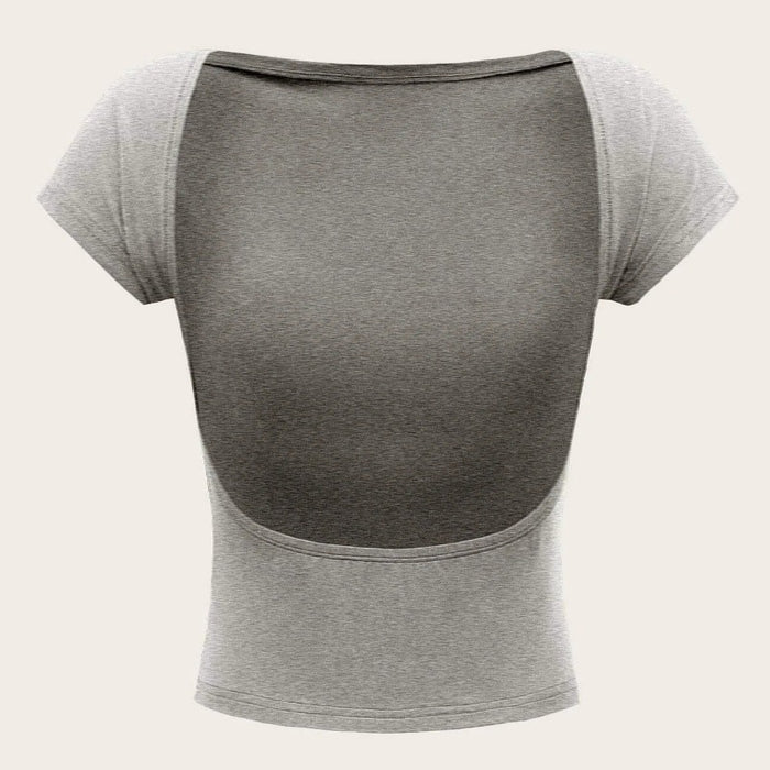 Backless Boat Neck Solid Tee