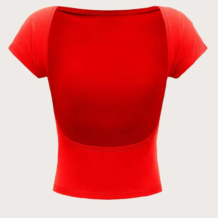 Backless Boat Neck Solid Tee