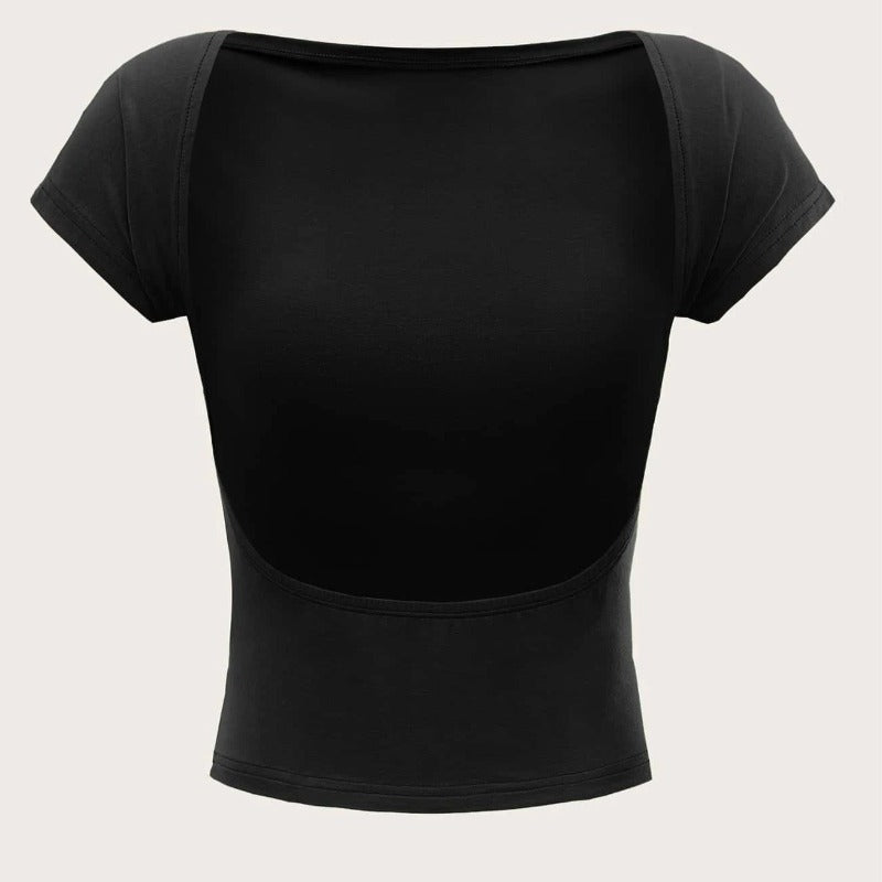 Backless Boat Neck Solid Tee