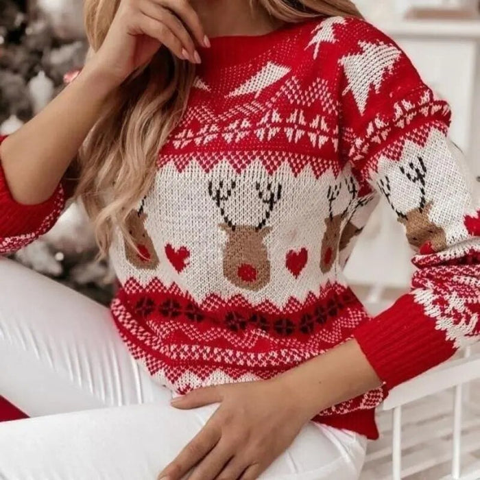 Casual Round Soft Christmas Matching Sweater